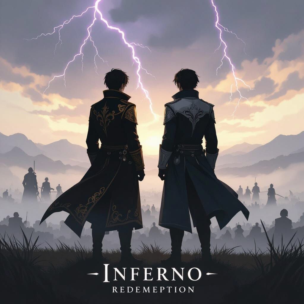 Anime-Style Brothers on a Fog-Shrouded Battlefield