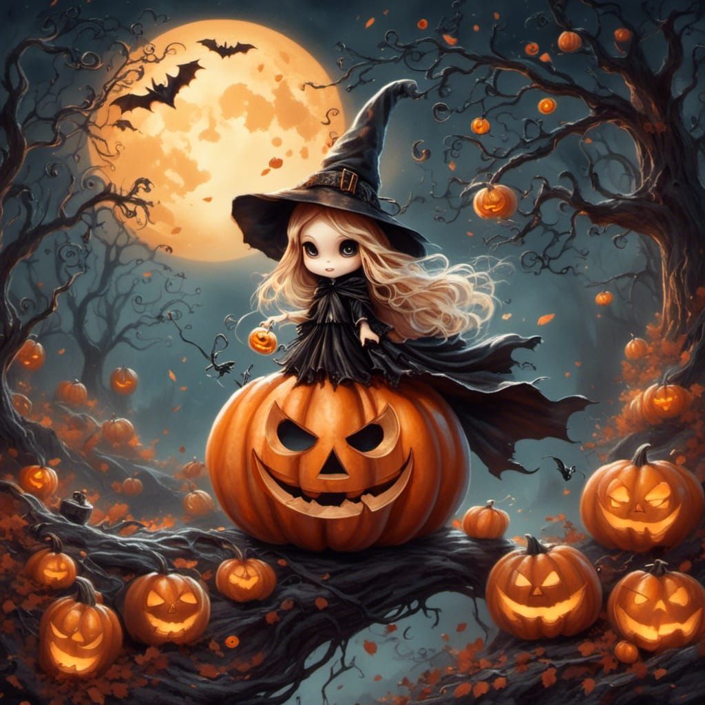 <lora:Cutie Pie Halloween:1.0> Una calabaza de Halloween con...