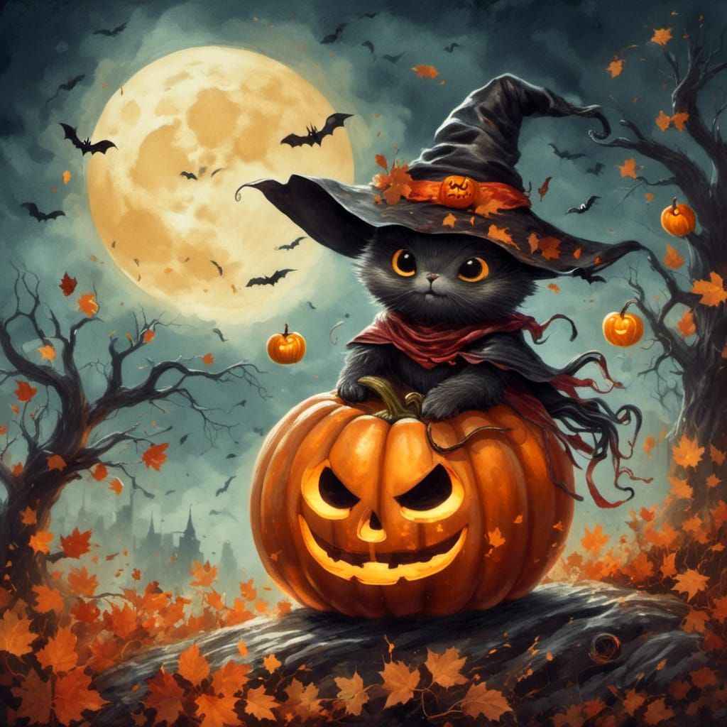 <lora:Cutie Pie Halloween:1.0> Una calabaza de Halloween con...
