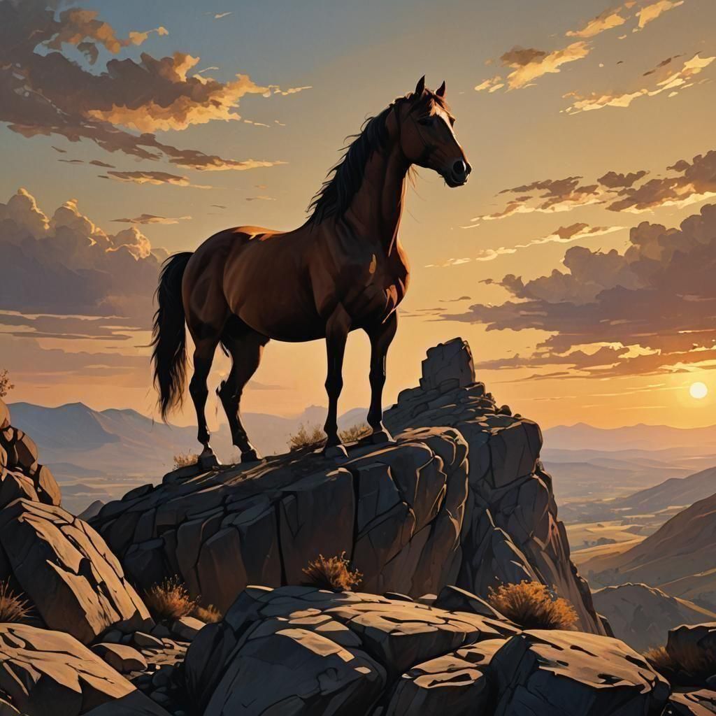 Silhouette of Horse at Sunset