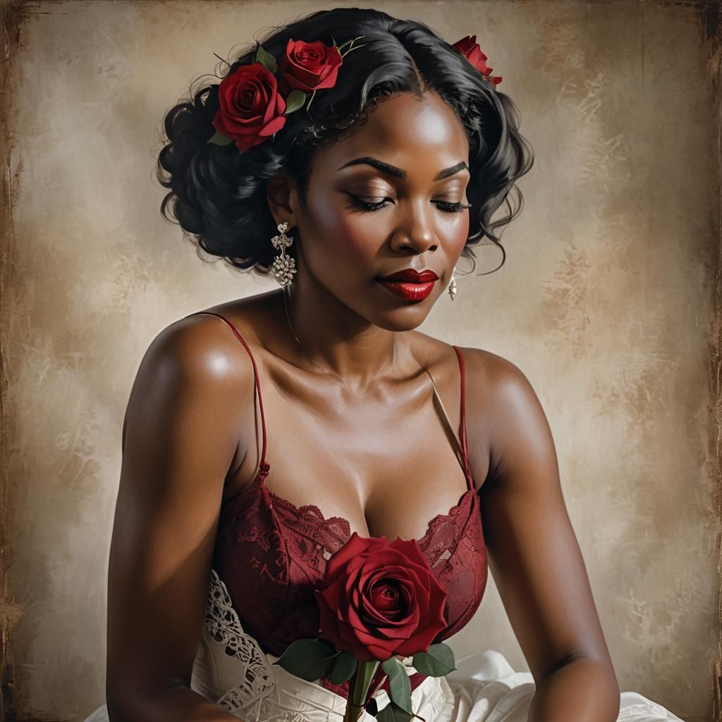 A captivating portrait of a big chested African American wom...