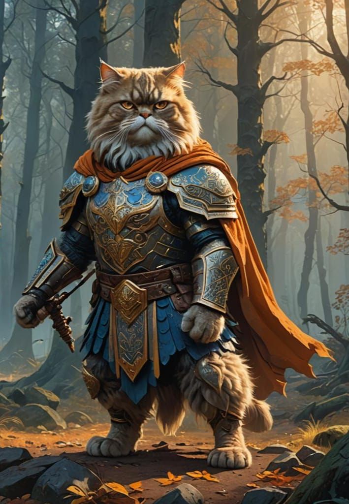 Persian Cat Barbarian Ready for DnD Adventure