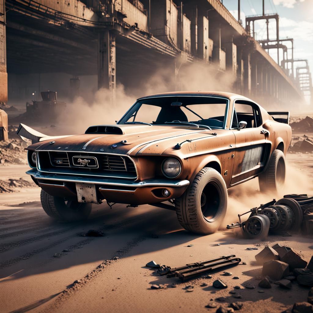 Mad Max Ford Mustang in Post-Apocalyptic Race