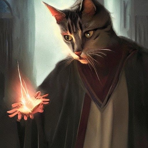 Sinister Wizard Cat Conjuring Magic