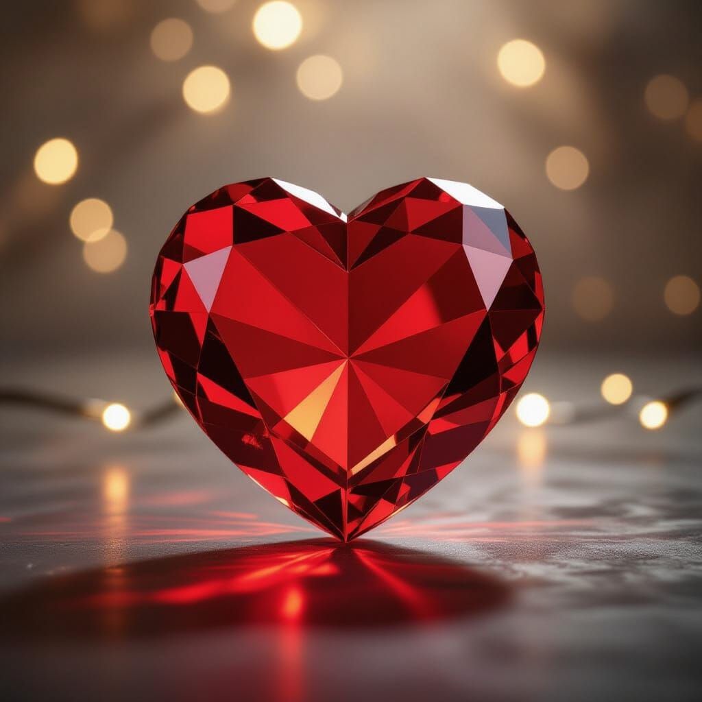 Dramatic Red Crystal Heart in Cinematic Lighting