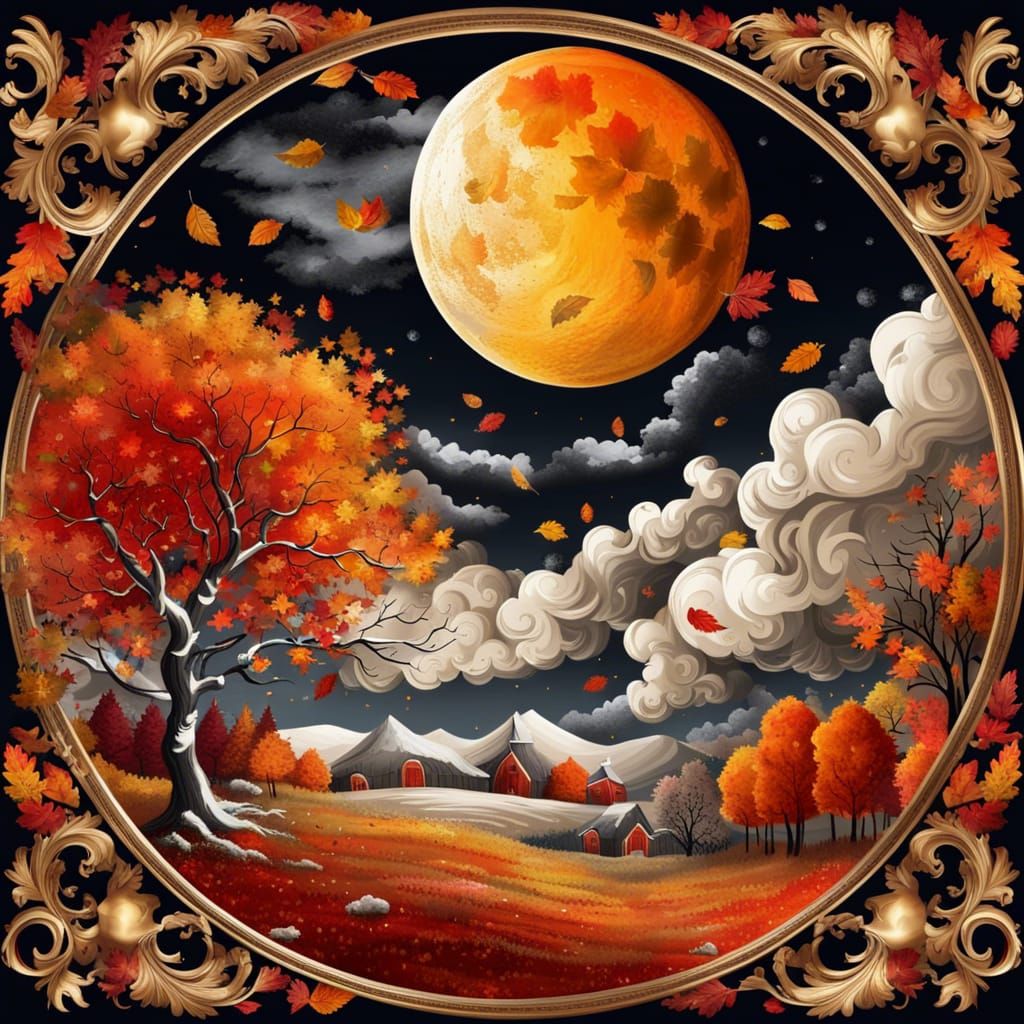 Autumn to Winter: First Snow in Rococo Landscape