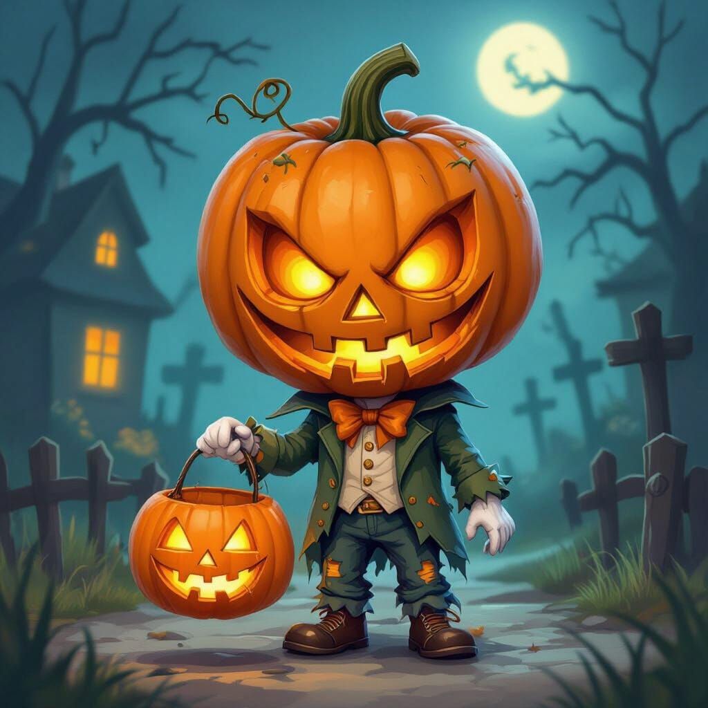 halloween pumpkinhead trick-or-treater