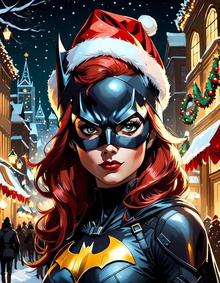 DC Batgirl in Christmas City, Comic Book Art