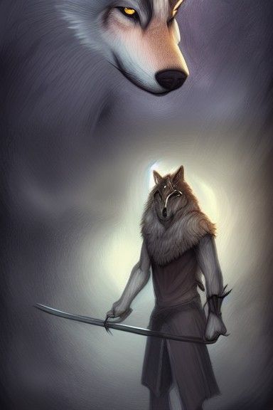 Norse Man Transforms into Wolf in Fairycore Art