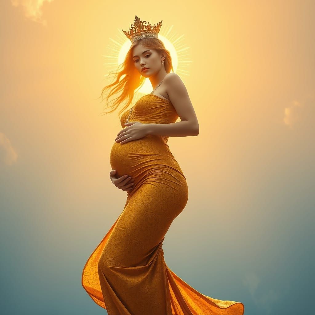 Golden Goddess Falls from Sun in Ethereal Beauty