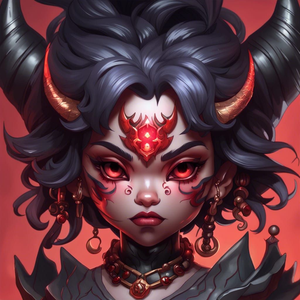 Demonic Chibi Oni Portrait in Unreal Engine 5