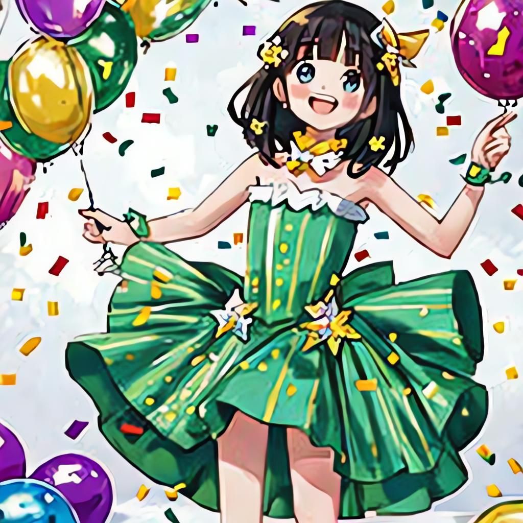 Cartoon Pickle Celebrates in Strapless Dress