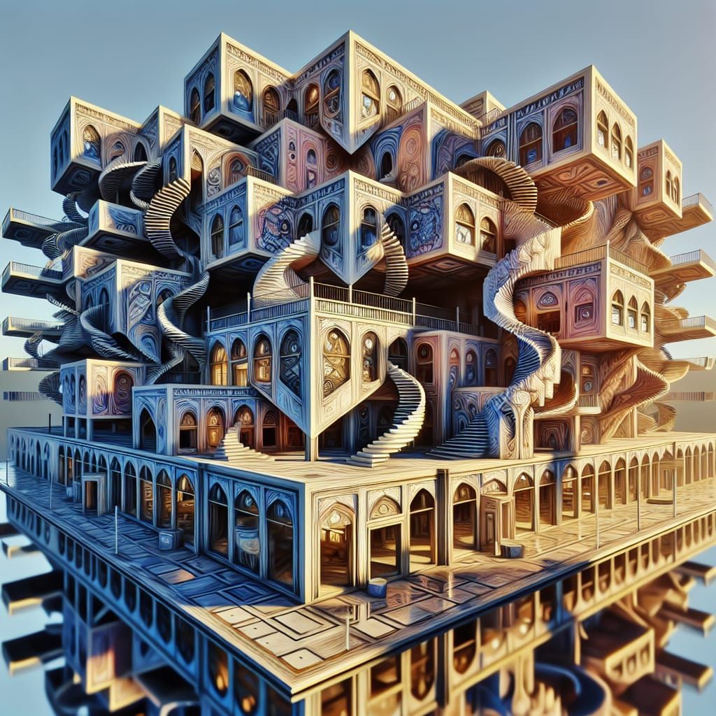 Beryl Buildings in Optical Illusion Style