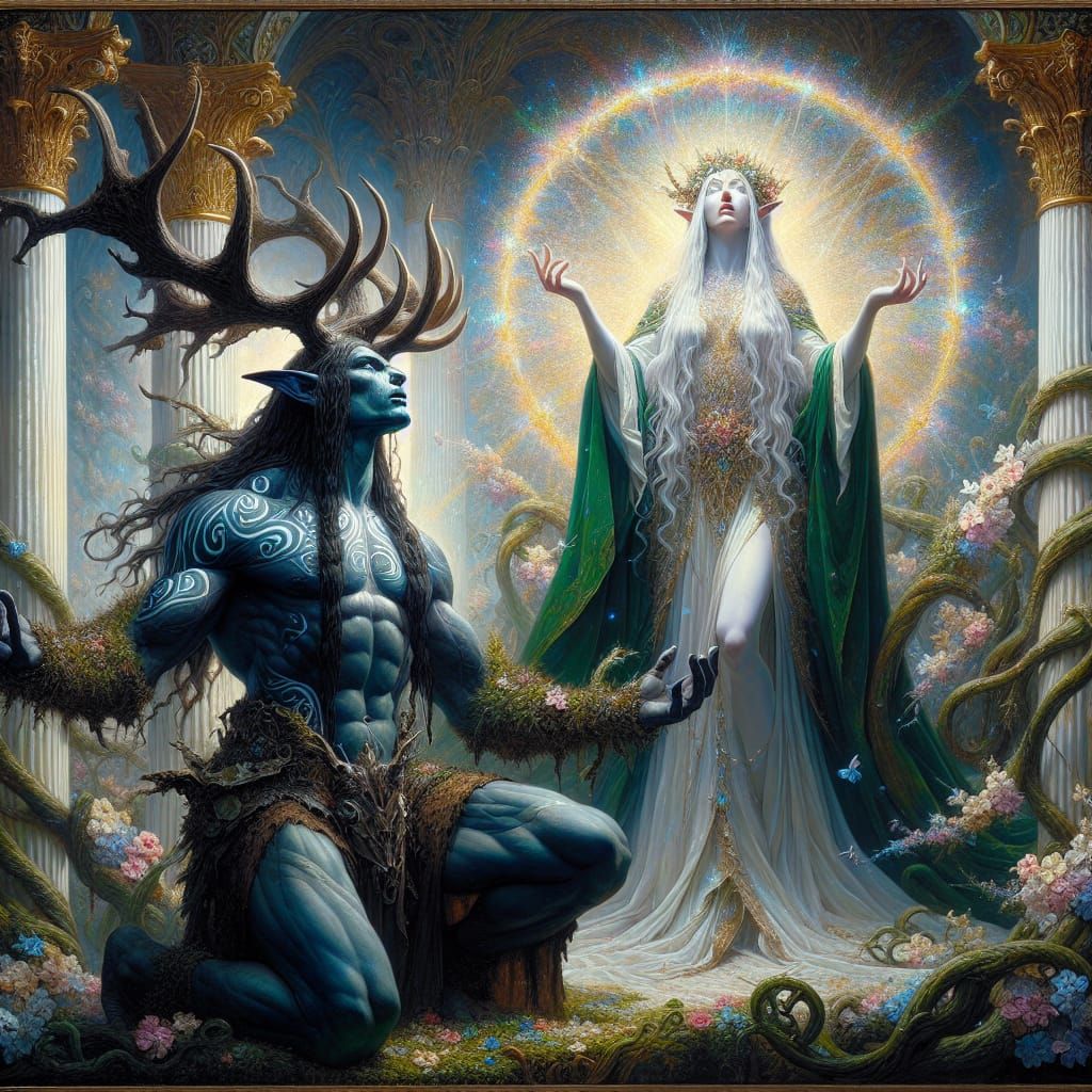 Ethereal Queen in Hypermaximalist Fantasy Realm