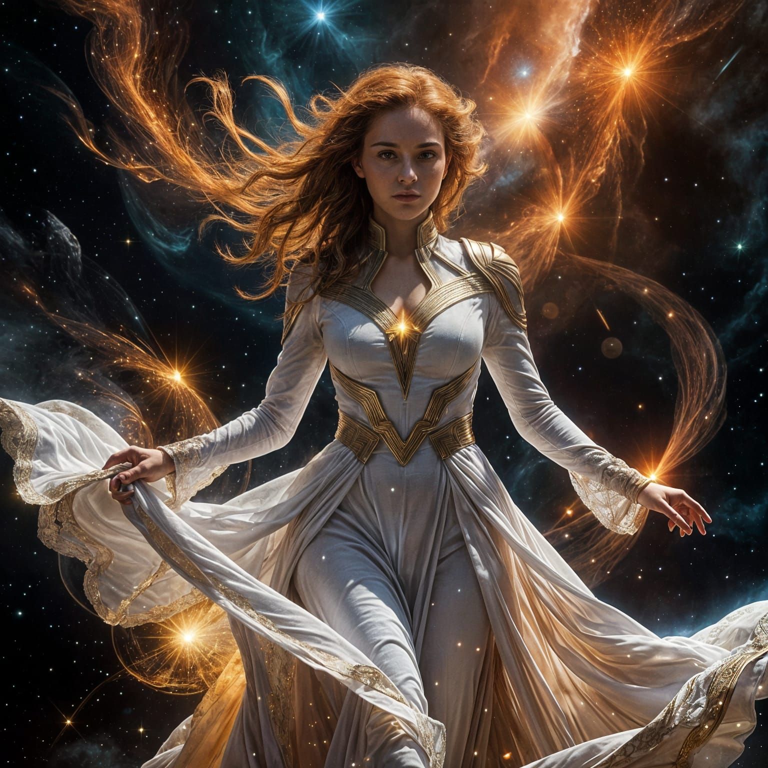 Starfleet Officer Emerging From Nebula Digital Painting