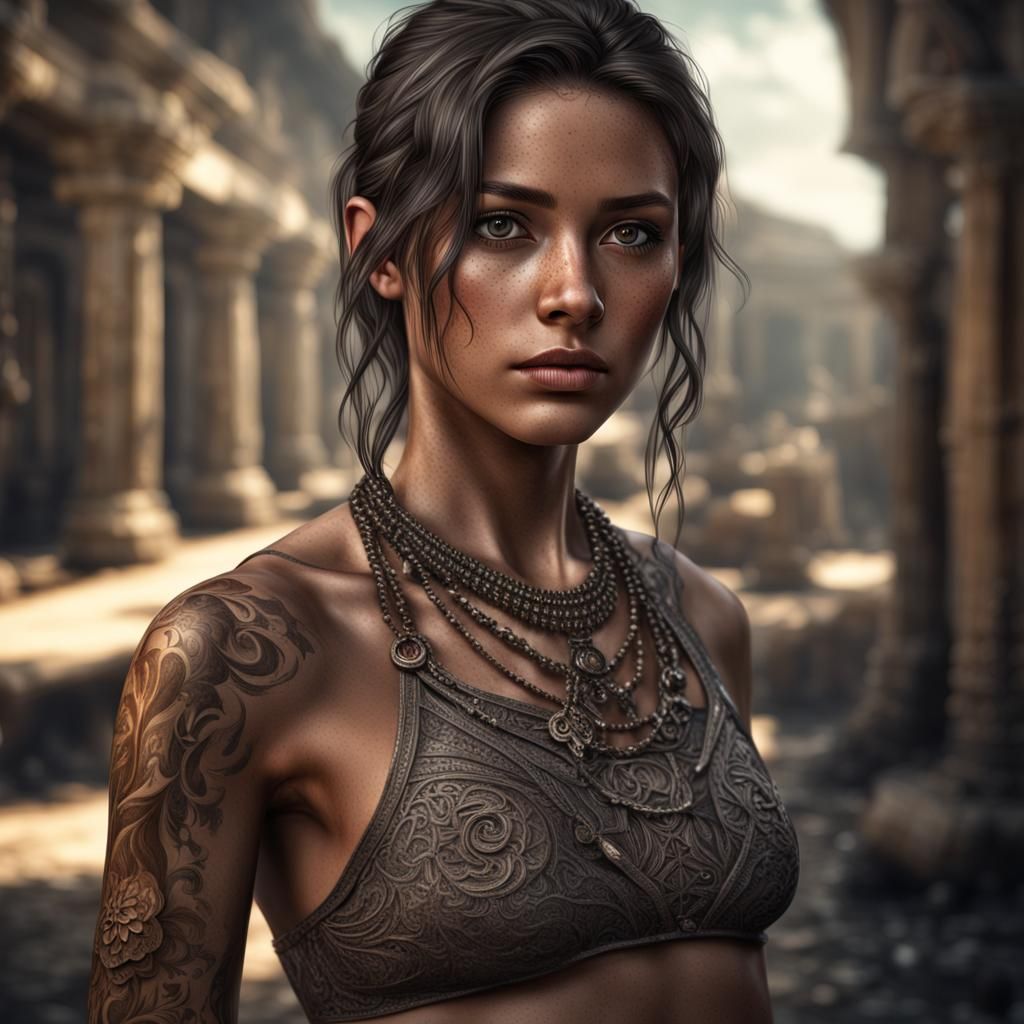 Ethereal Brunette Beauty in Hyperrealistic Form