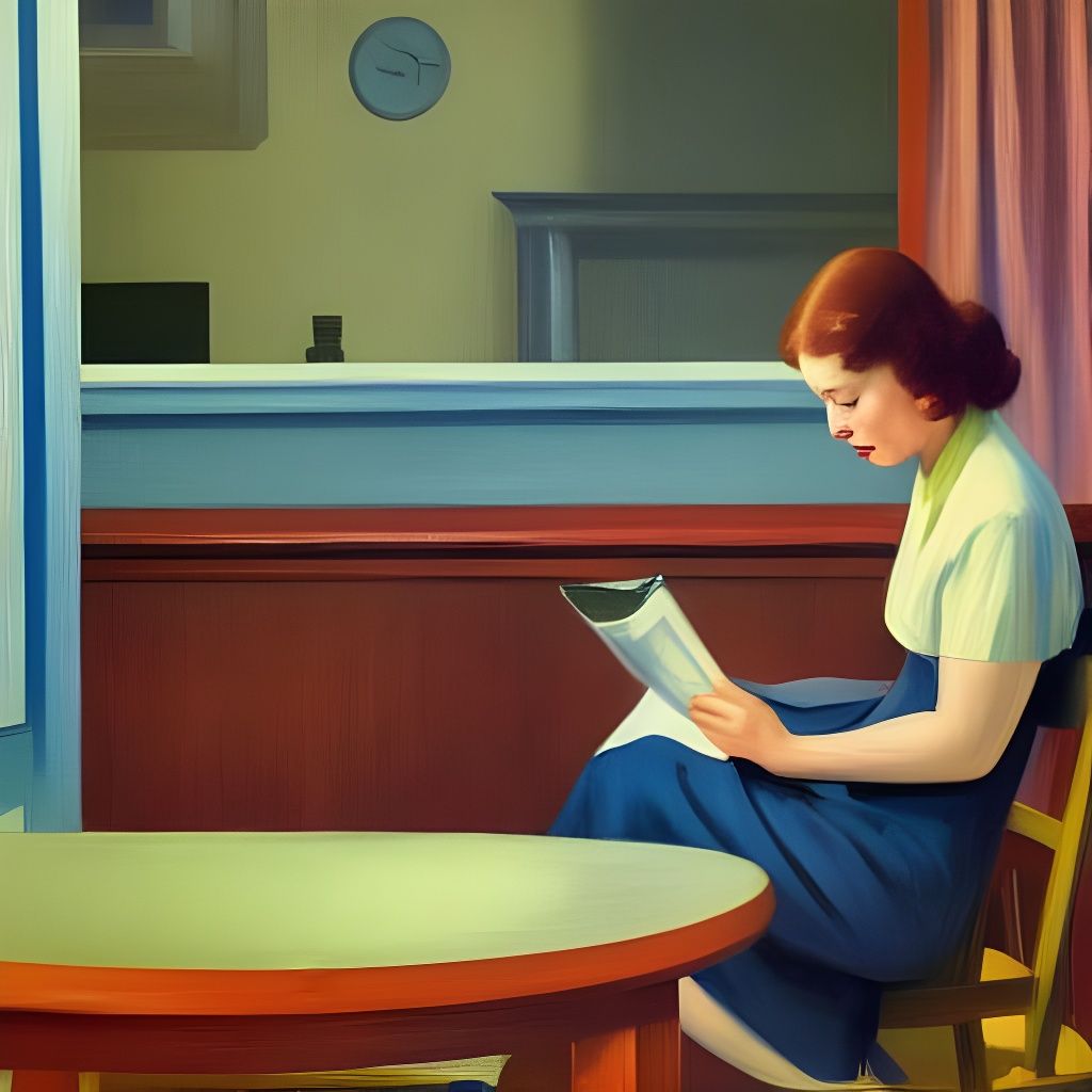 Kitchen Sunrise: Realism Painting in Edward Hopper Style