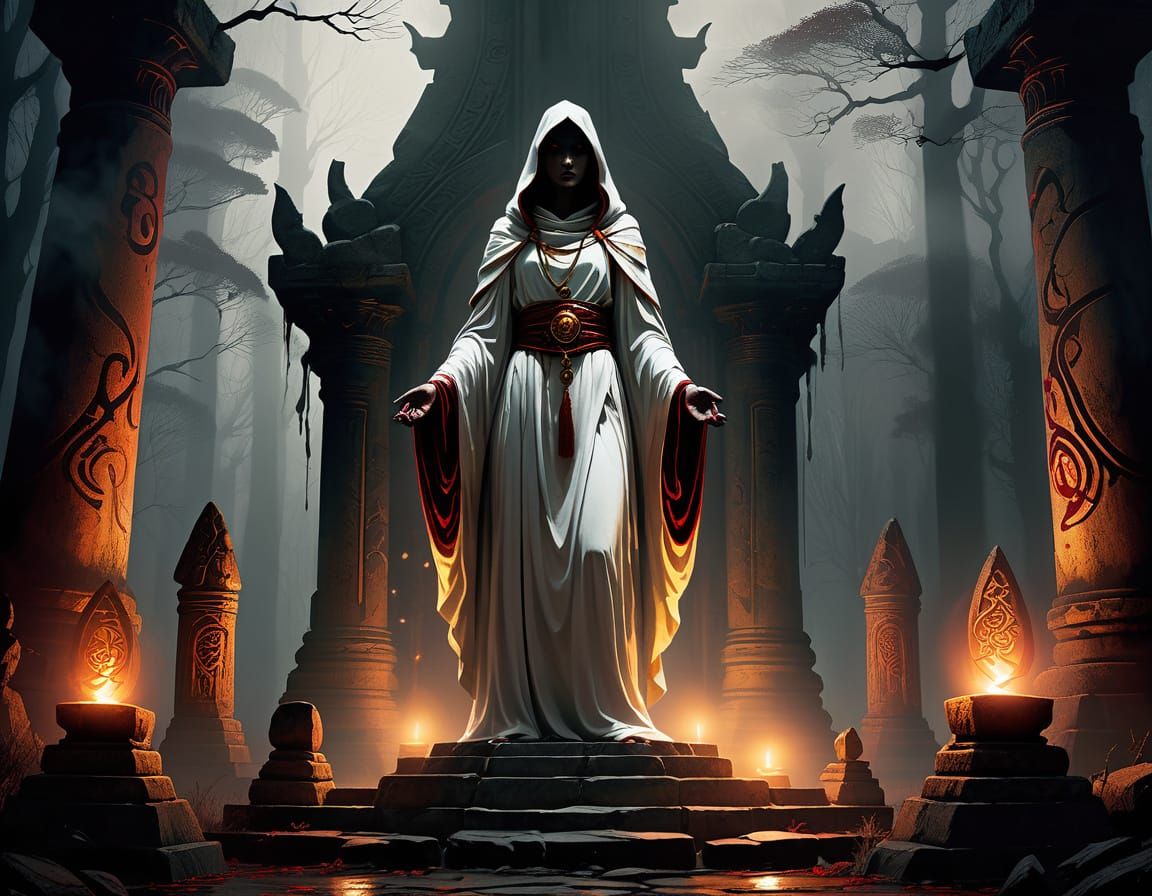 Mystical Virgin Sacrifice in Dark Fantasy Art