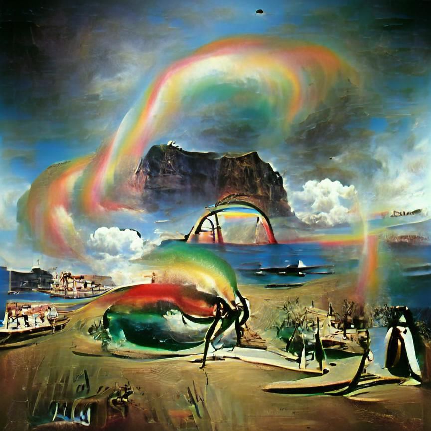 Surreal Rainbow Dreamscape in Surrealist Style