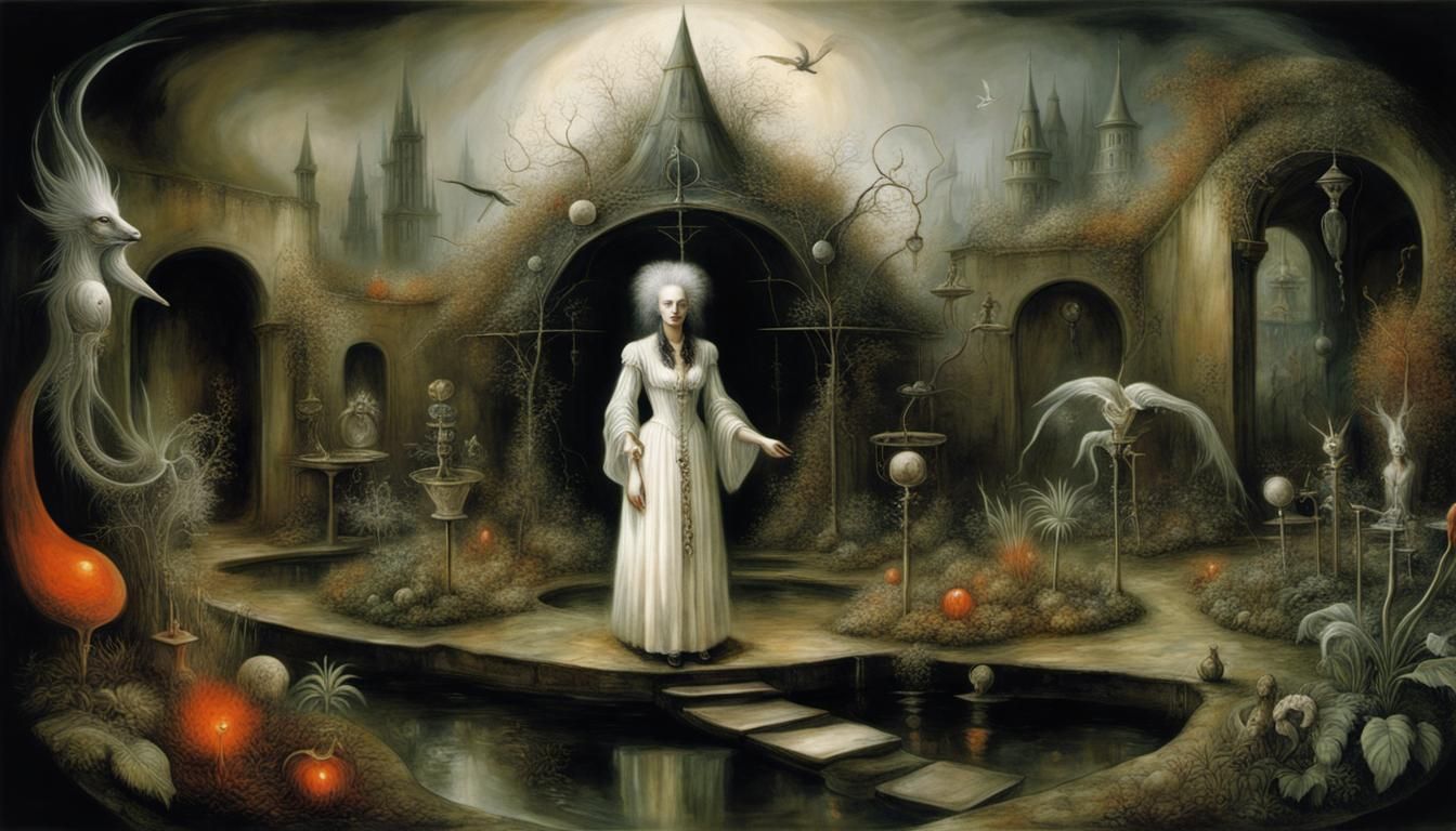 Alchemical Garden in Mythical Surreal Art