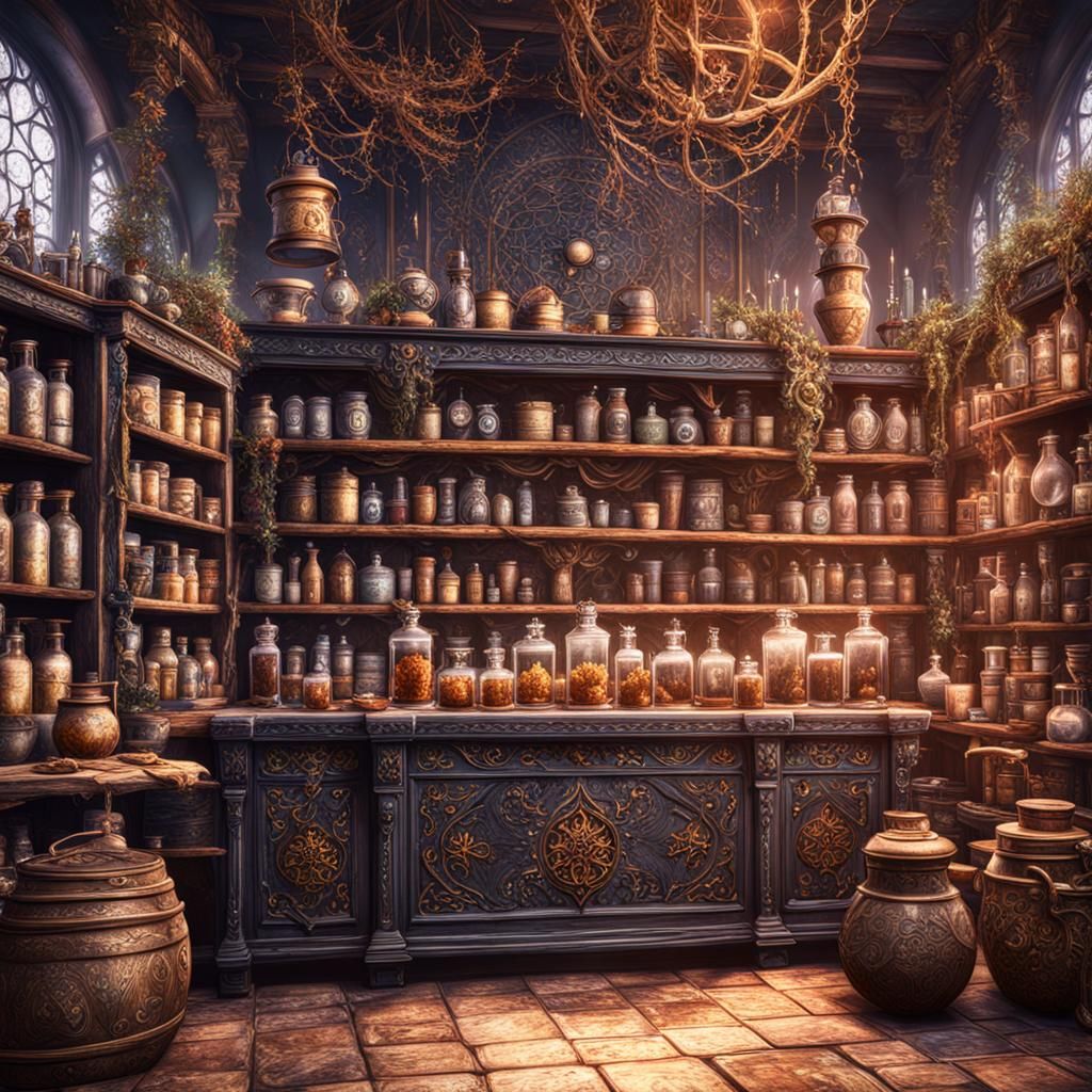 Black Magic Apothecary in Detailed Matte Painting