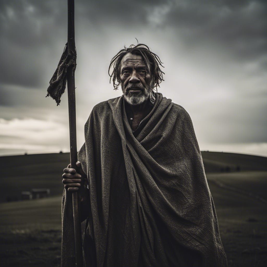 Hyperrealistic Standard Bearer Portrait on Hill