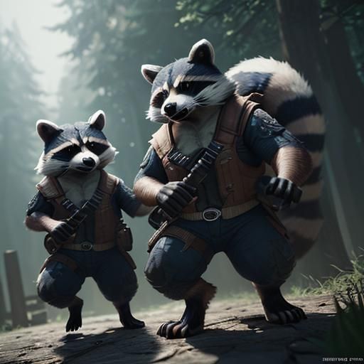 Raccoons in Disguise: 3D Game Cinematic Scene
