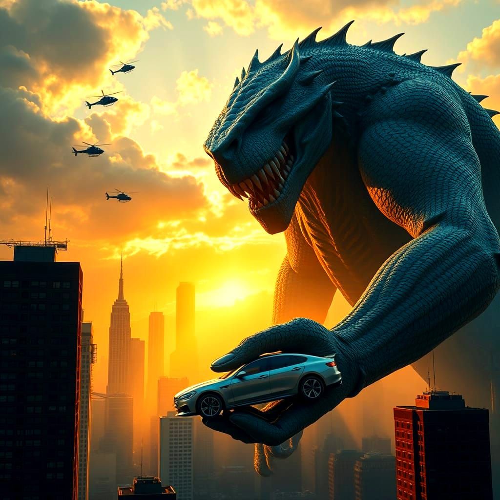 Cyberpunk NYC Monster in Triadic Colors