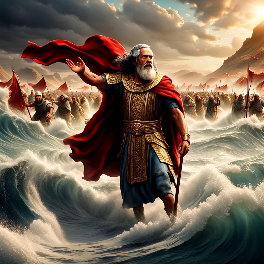 Moses Parting the Red Sea: Epic Cinematic Scene