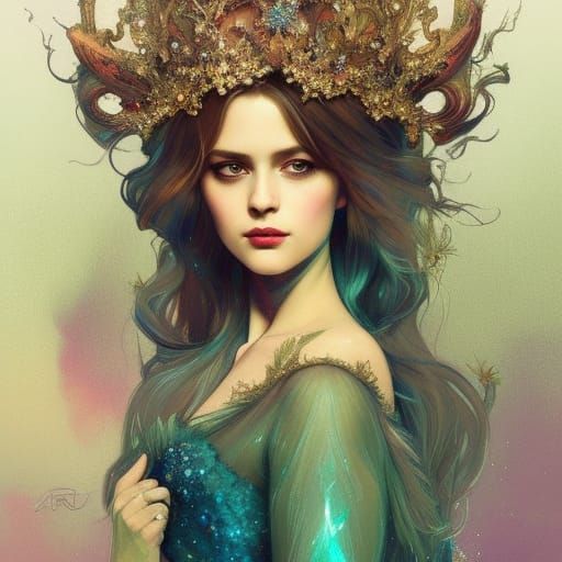 Glittering Fairy Portrait in Digital Art Style