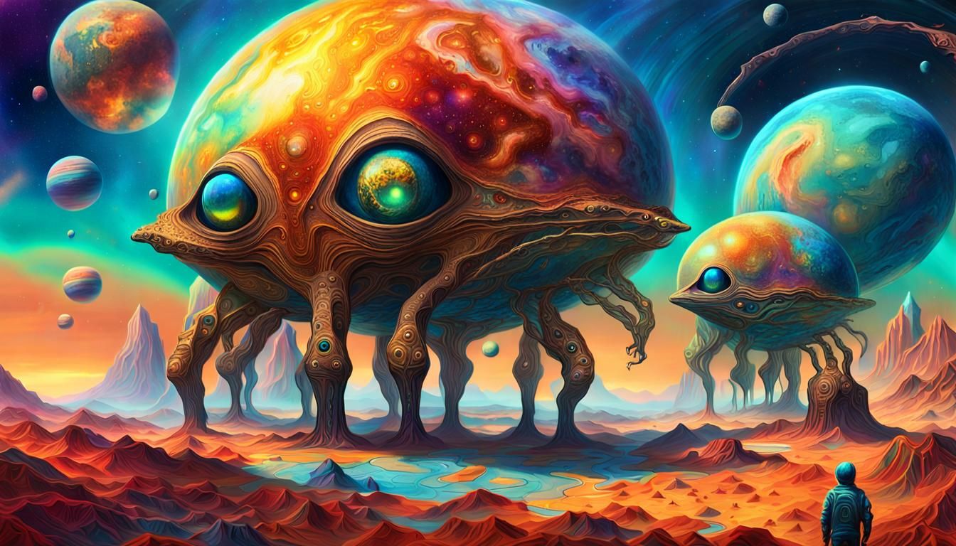 Cosmic Surrealism: Alien Planets in a Dreamlike Holographic...