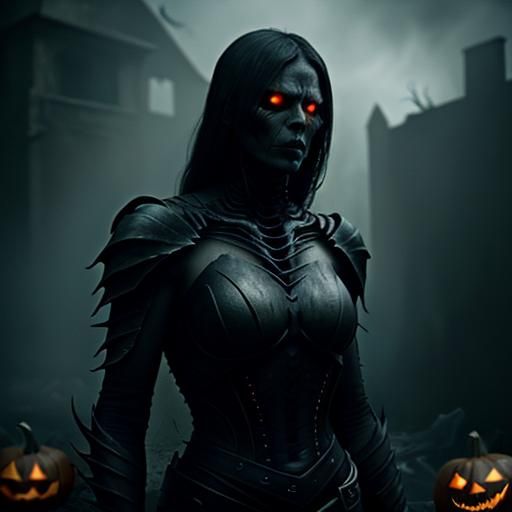 Woman Confronts Pumpkinhead on Halloween Night