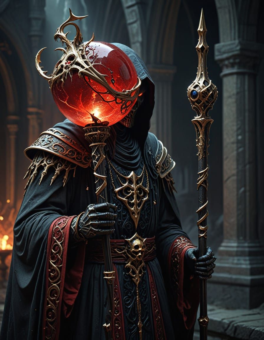 Gothic Dark Fantasy Lord Ainz in Mysterious Necromancer's Re...