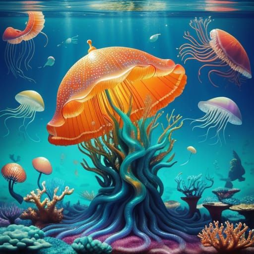 Underwater Humans in Surreal Salvador Dali Style