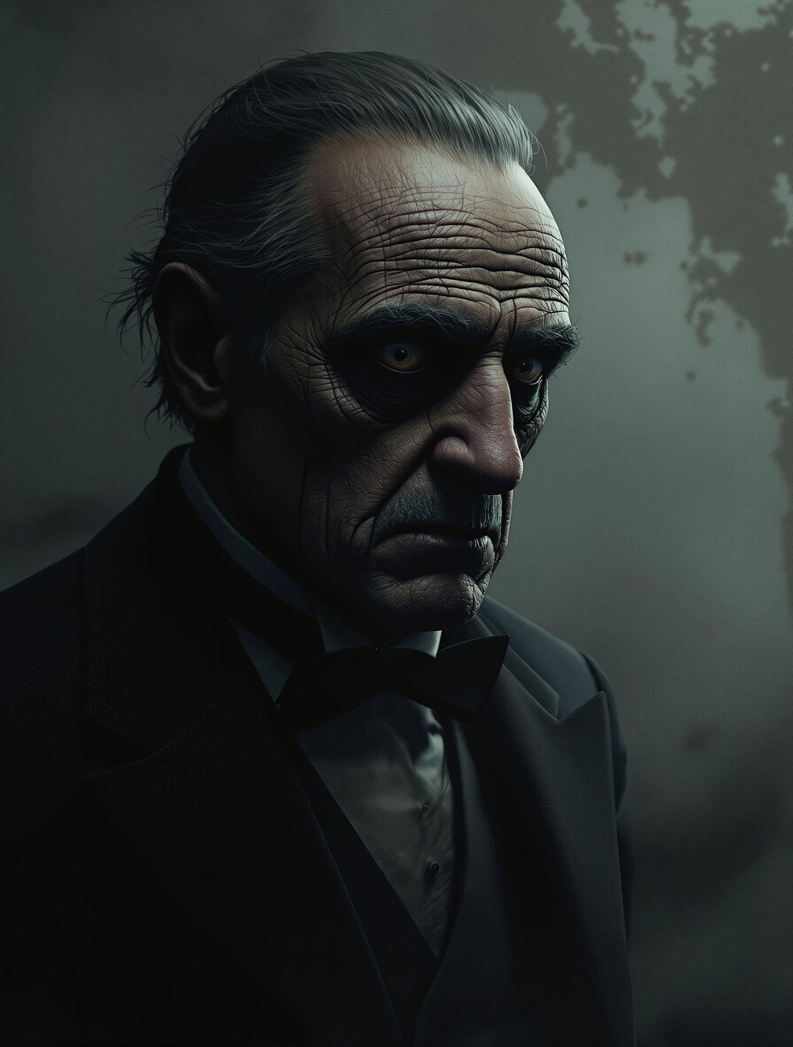 Godfather Figure Fades in Dark Digital Art