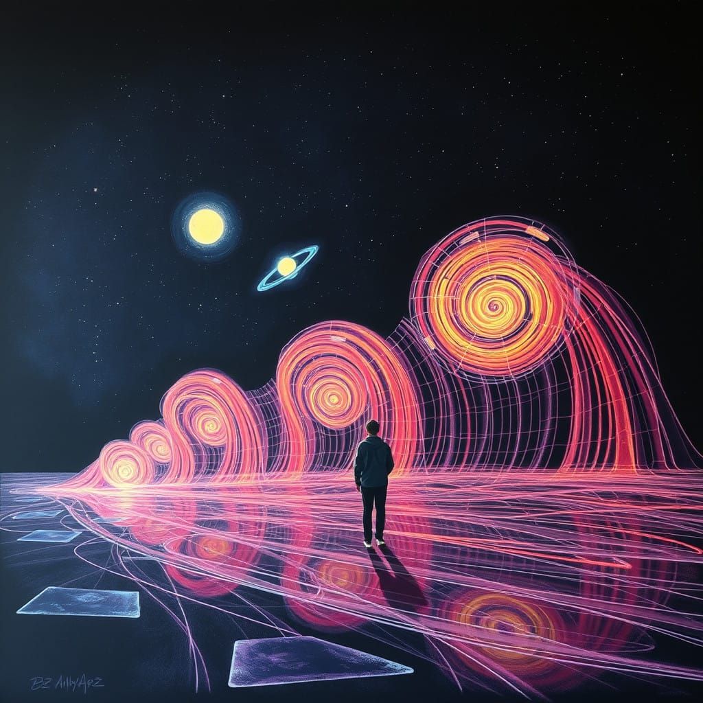 Whimsical Noctilucent Chalk Art Under a Sweltering Heat Wave