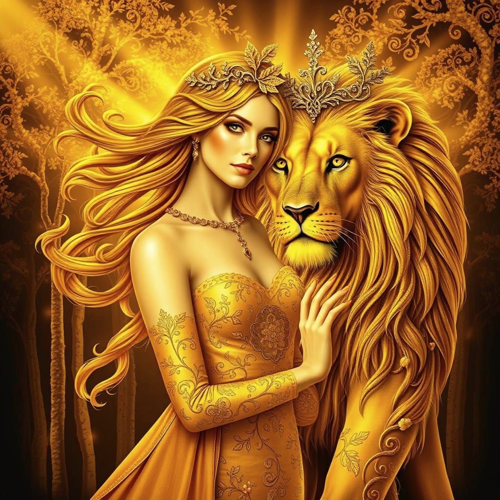 Regal Goddess in Golden Splendor