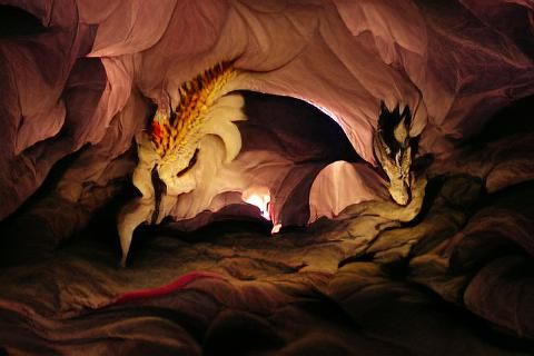 Dragon in Cave: A Majestic Fantasy Scene