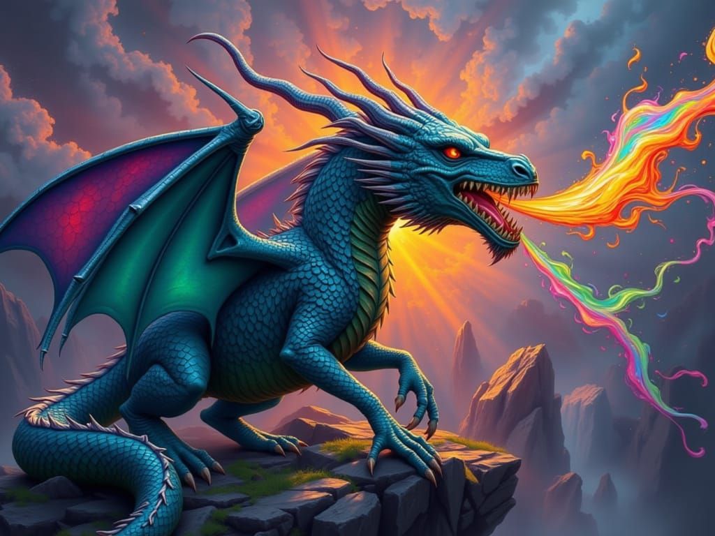Rainbow-Burping Wicked DND Dragon