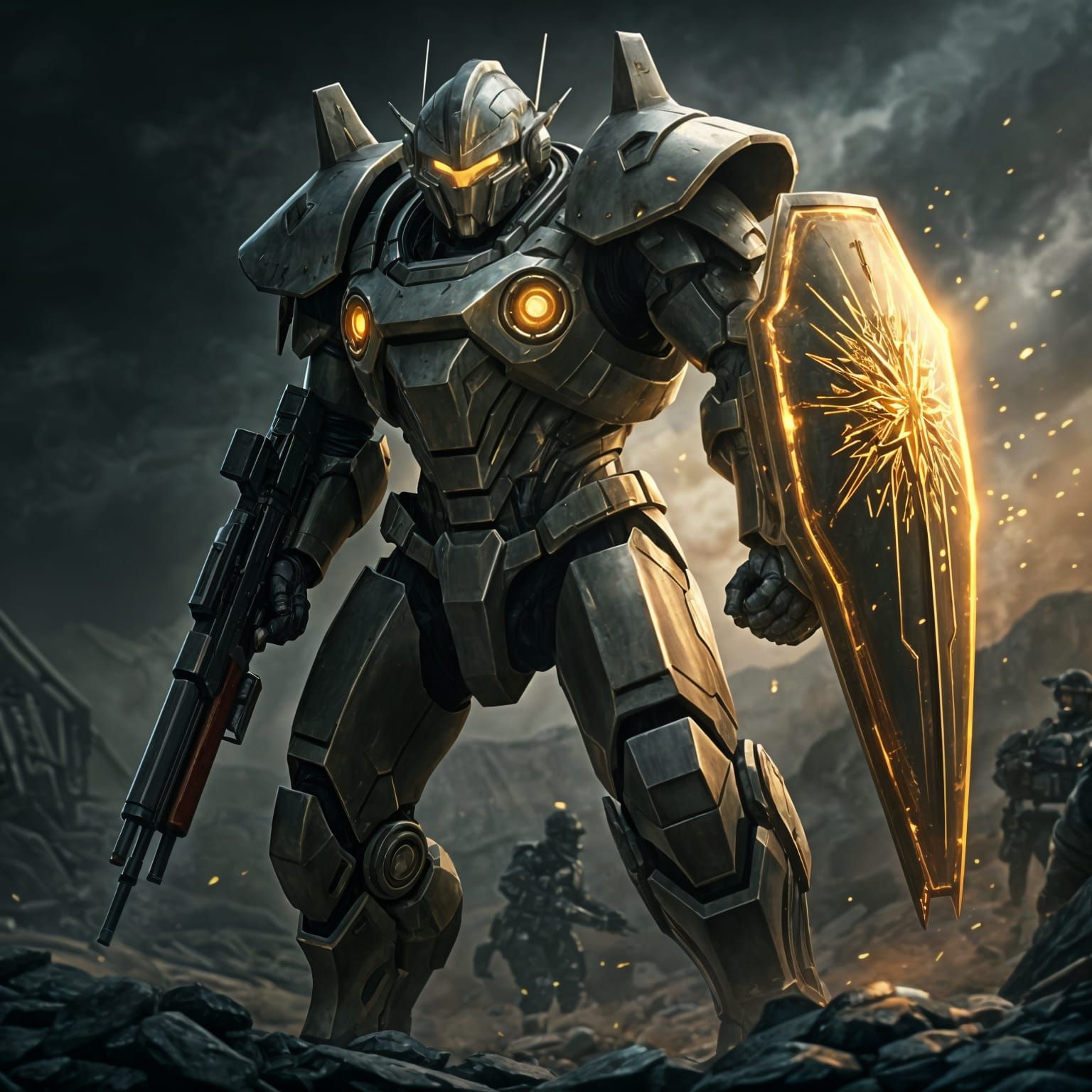 Cybernetic Warriors Charging into Battle