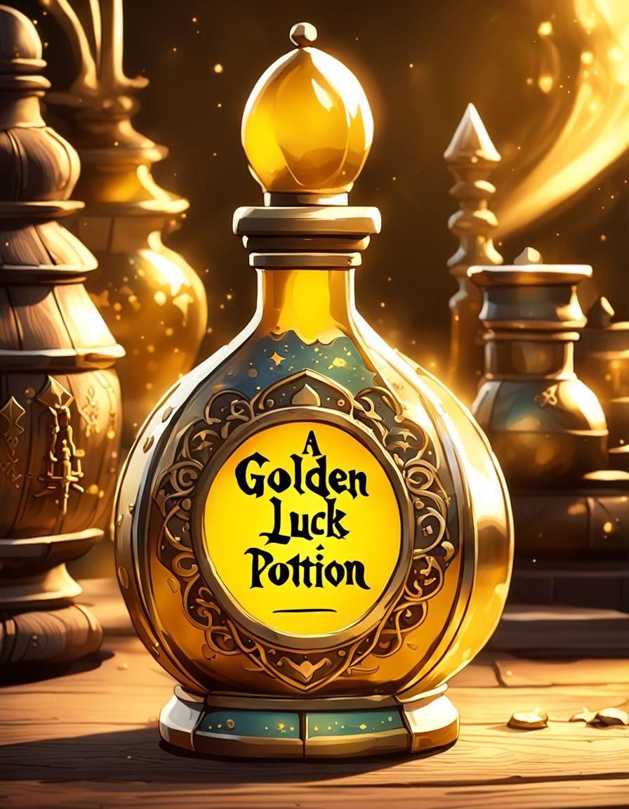 Liquid Luck: Golden Potion in Maximalist Digital Art