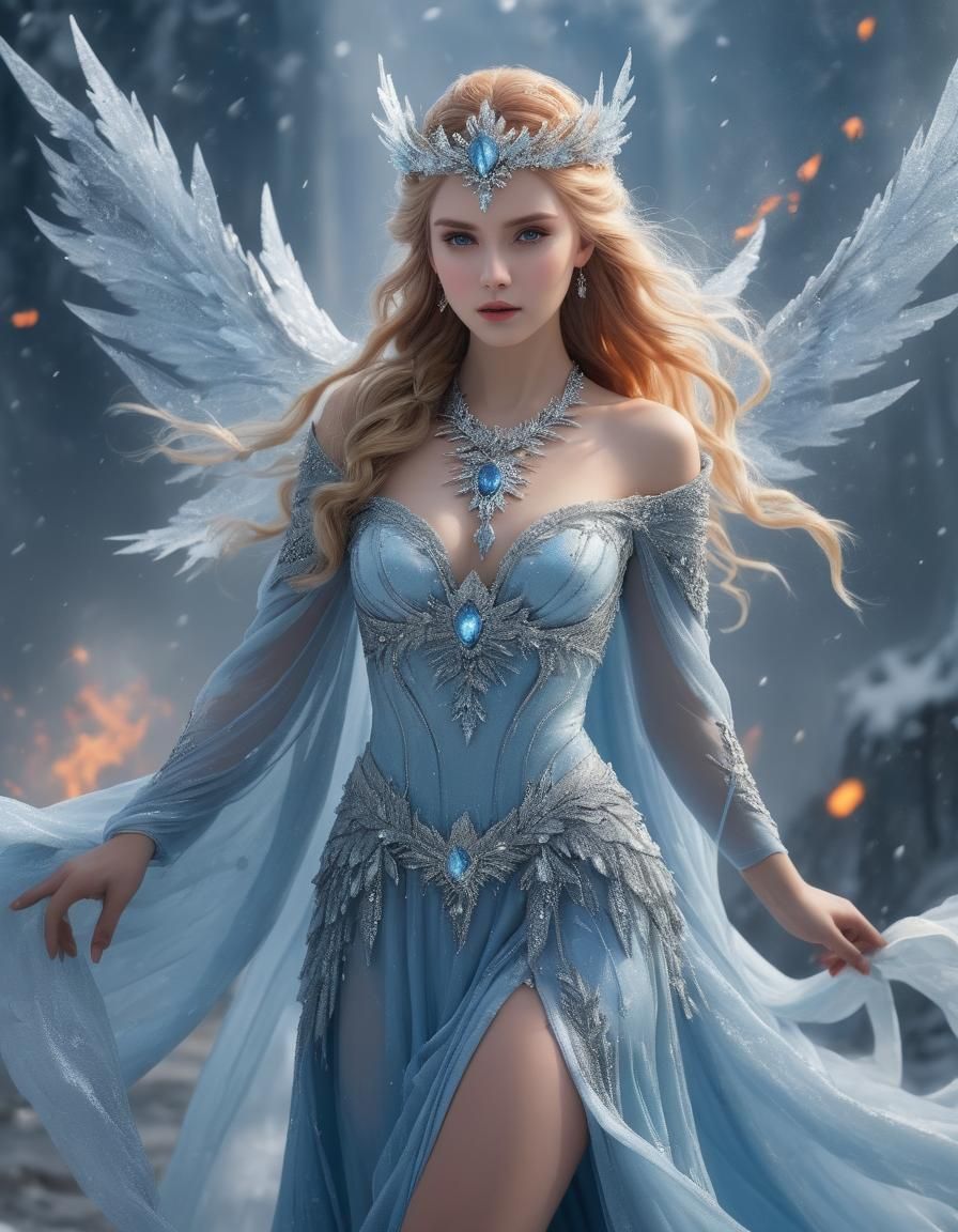 Ice and Fire Goddess in Warrior Dress