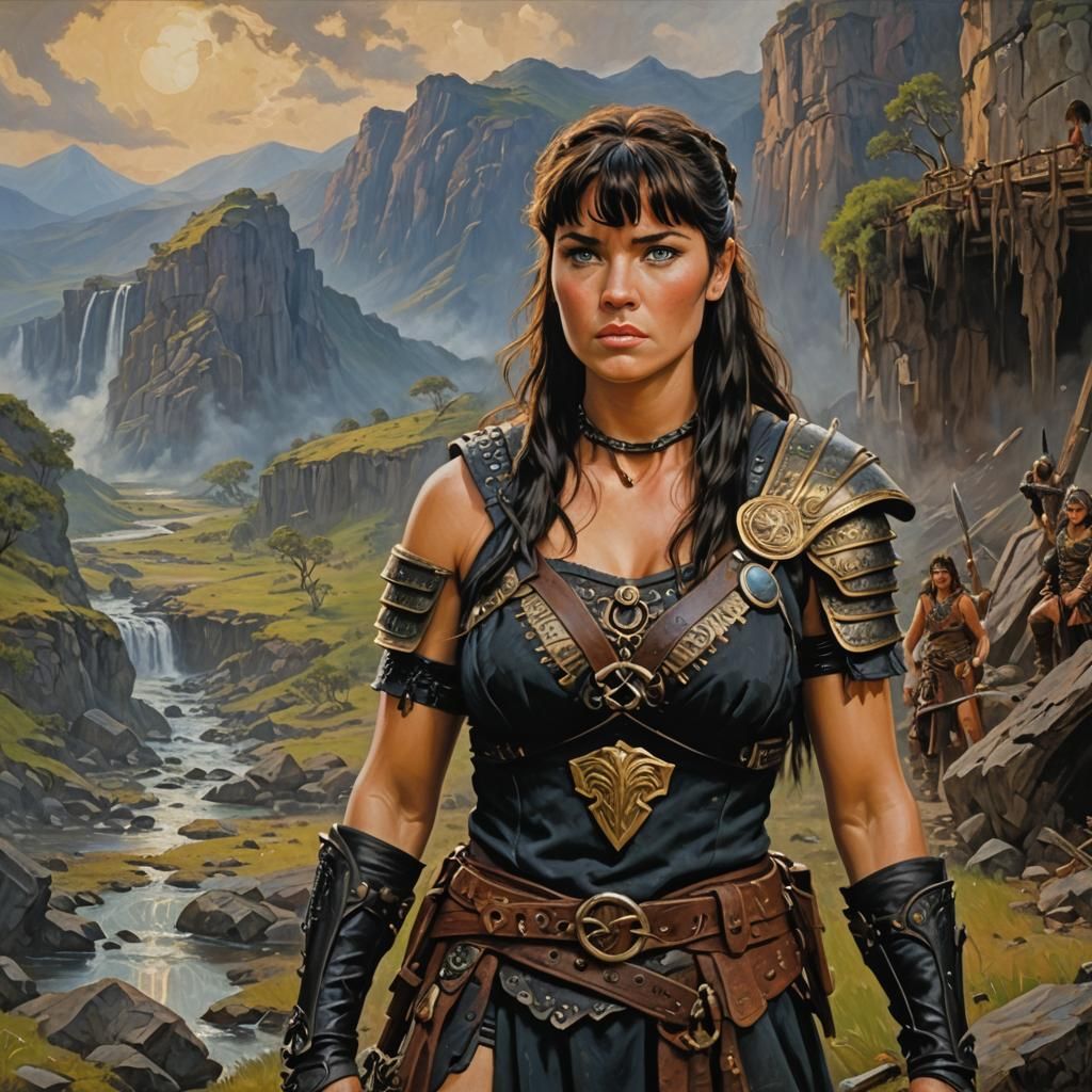 Xena, Warrior Princess: Realistic Oil Painting