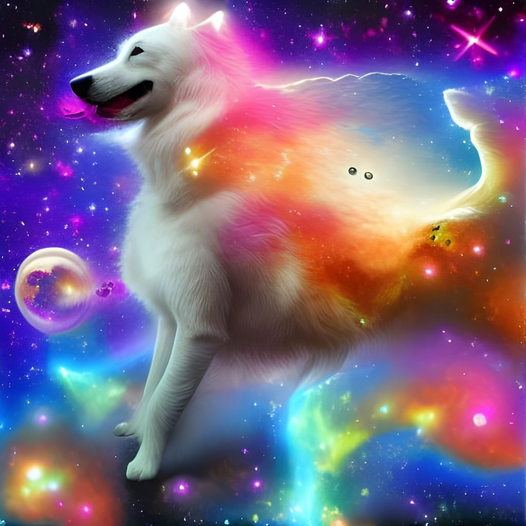 Cosmic Star Dog Collage in Space