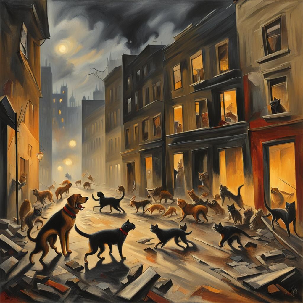 Cats and Dogs Battle in German Expressionism