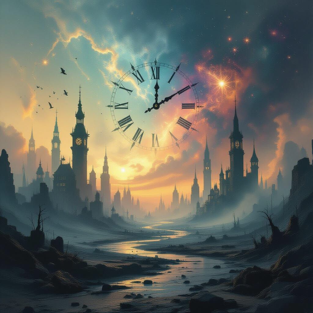 Fractured Time Landscape With Spectral City Echoes