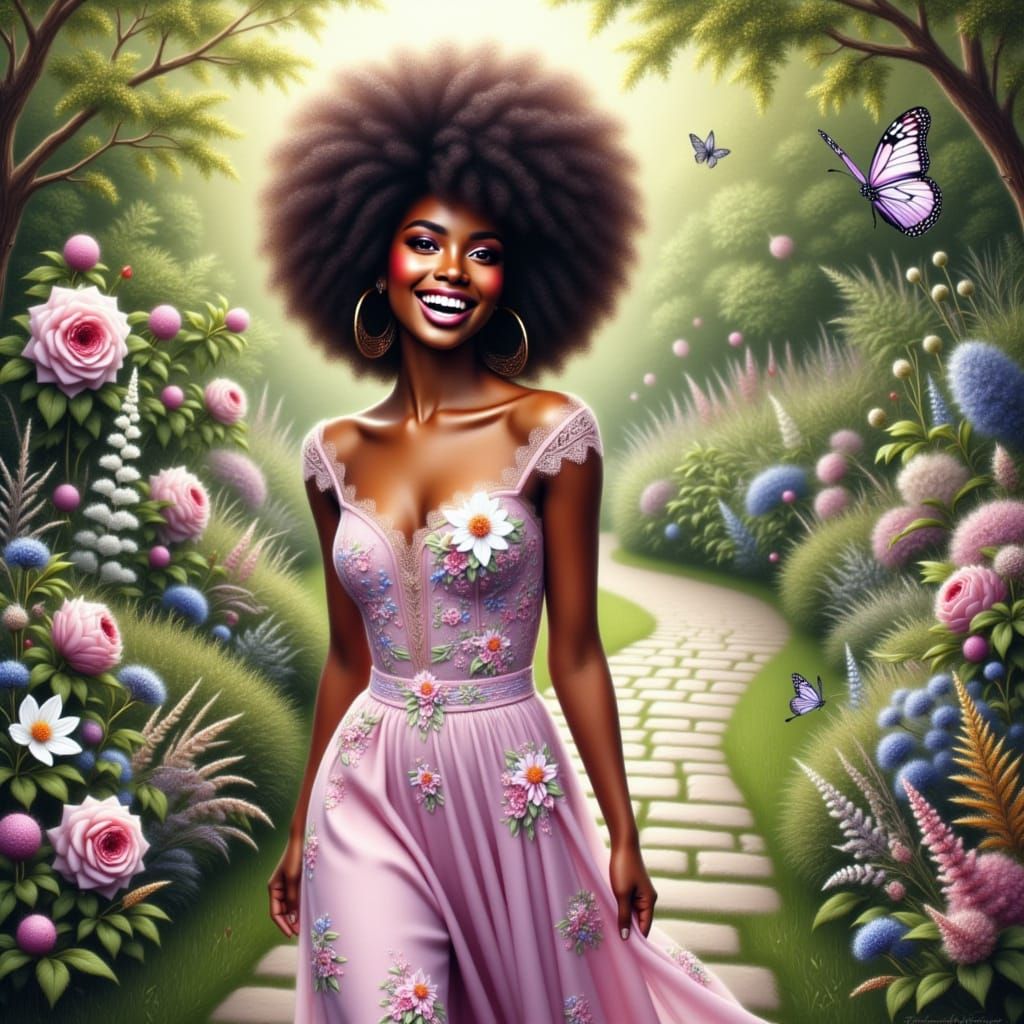 Airbrushed Goddess in Butterfly Garden