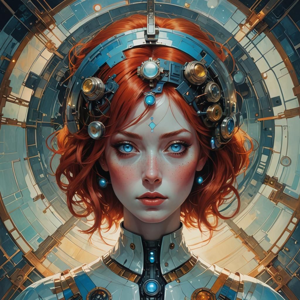 Surreal Retro-Futuristic Portrait of a Girl