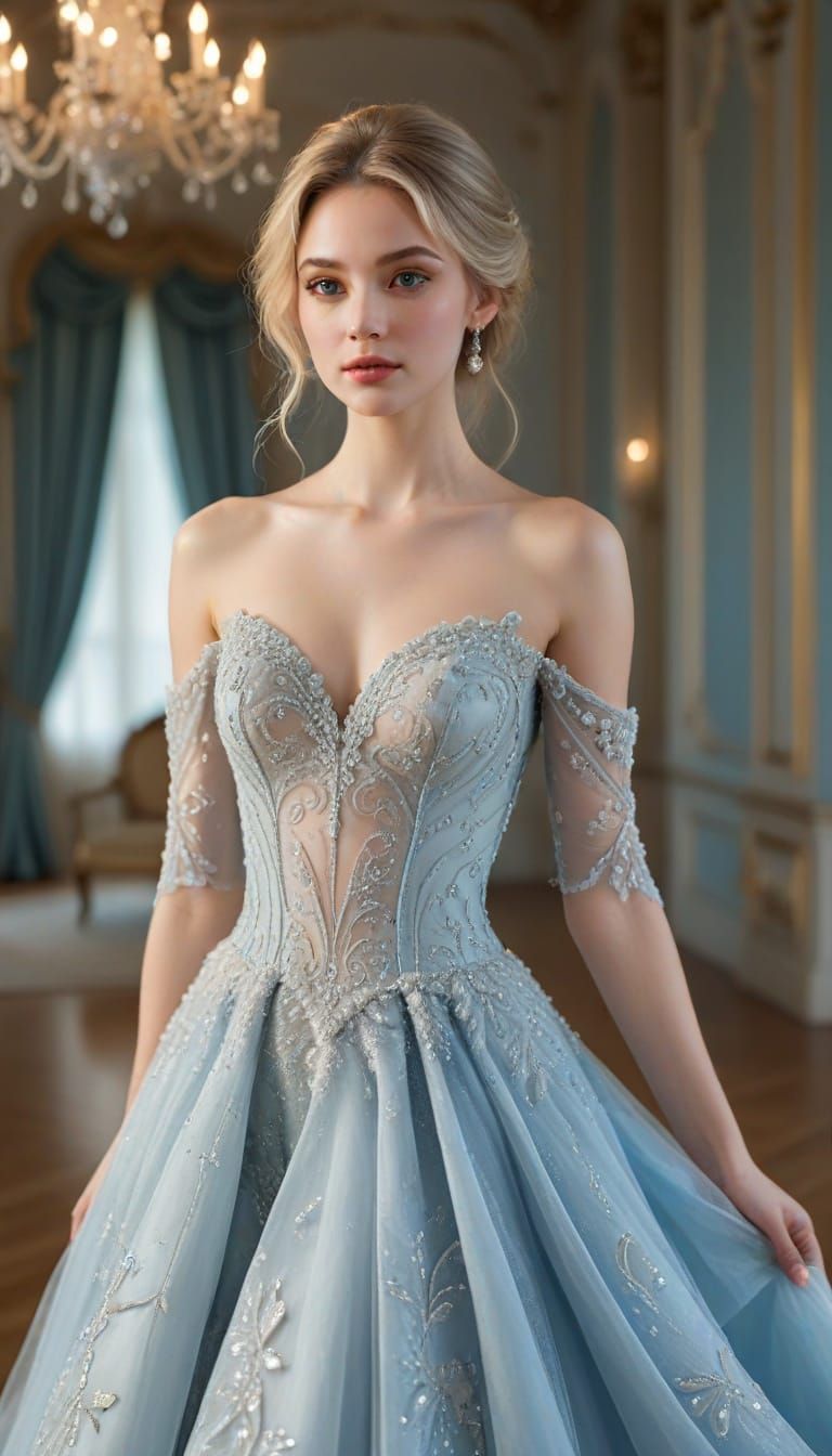 Whimsical Cinderella-Inspired Wedding Gown in Elegant Ballro...