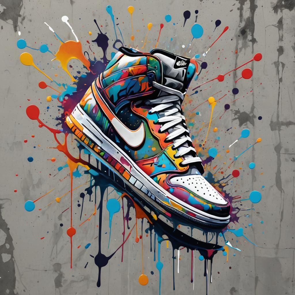Nike Kicks in Graffiti Splash Art Style